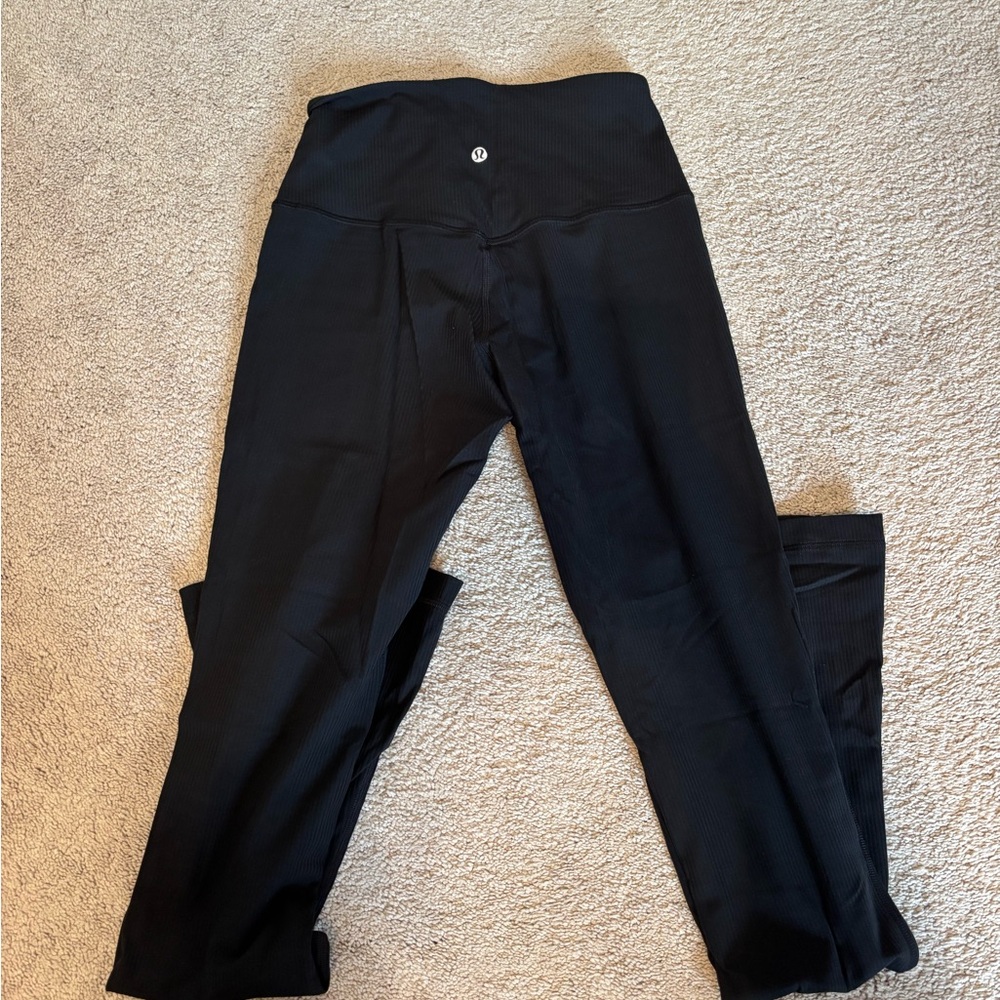 Black Align Lululemon ribbed mini flare leggings